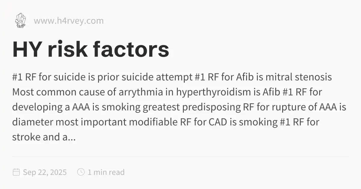 HY risk factors